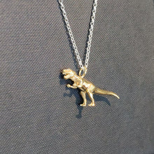 Load image into Gallery viewer, Sterling Silver Gold Plated Dinosaur Pendant T-Rex