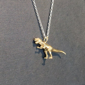 Sterling Silver Gold Plated Dinosaur Pendant T-Rex