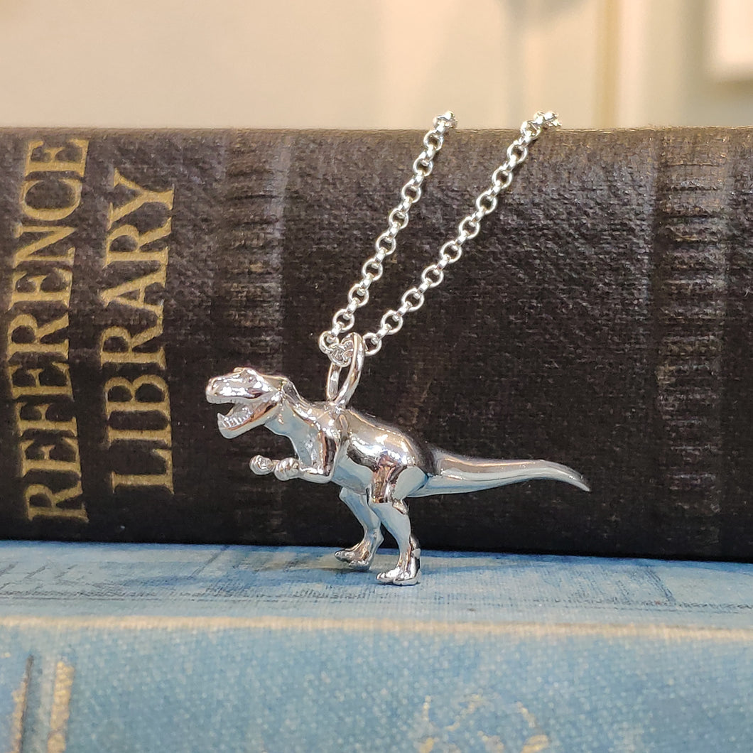 Sterling Silver Dinosaur Pendant T-Rex