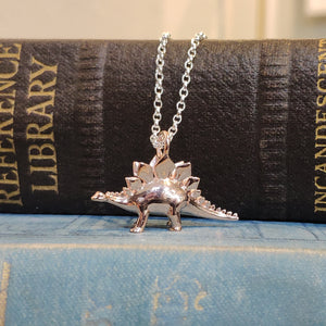 Sterling Silver Rose Gold Plated Dinosaur Pendant Stegosaurus