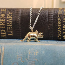 Load image into Gallery viewer, Sterling Silver Gold Plated Dinosaur Pendant Triceratops