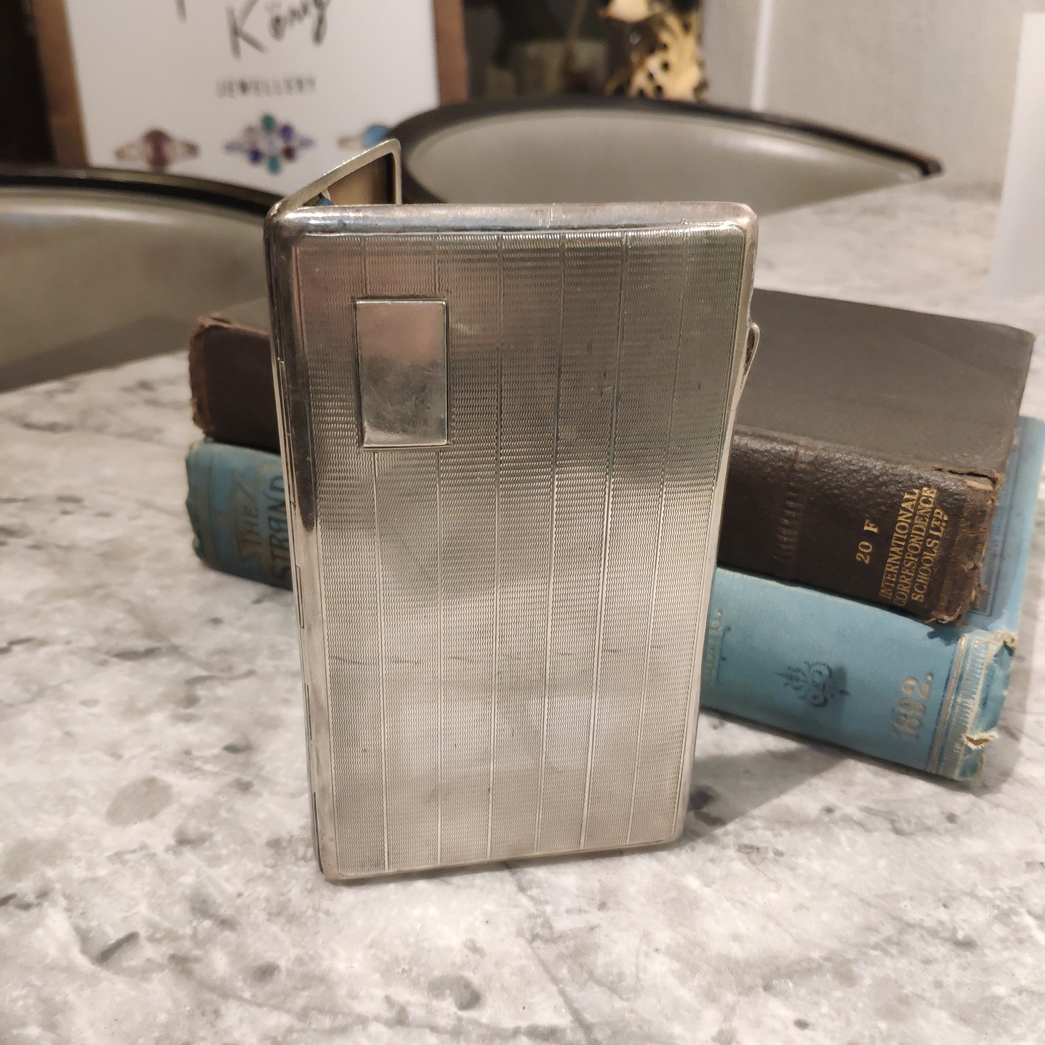 1945 Cigarette Case Tin Engravable Antique Sterling Silver