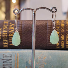 Load image into Gallery viewer, 18ct White Gold Aventurine Art Deco Style Drop Earrings