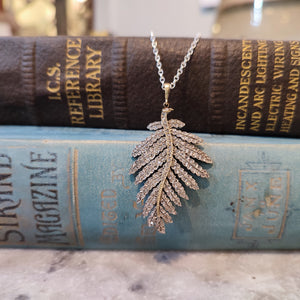 c.1880's Antique Diamond Leaf Pendant in 15ct Rose Gold & Silver 1.10tcw