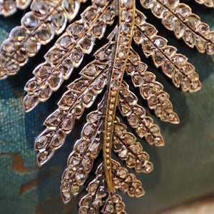 c.1880's Antique Diamond Leaf Pendant in 15ct Rose Gold & Silver 1.10tcw
