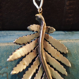 c.1880's Antique Diamond Leaf Pendant in 15ct Rose Gold & Silver 1.10tcw