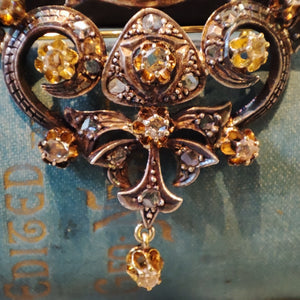 Antique c.1820's Gold and Silver Rose cut Diamond Georgian Brooch