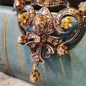 Antique c.1820's Gold and Silver Rose cut Diamond Georgian Brooch
