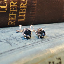 Load image into Gallery viewer, Georgian style 14ct White Gold Sapphire Stud Earrings 0.71tcw
