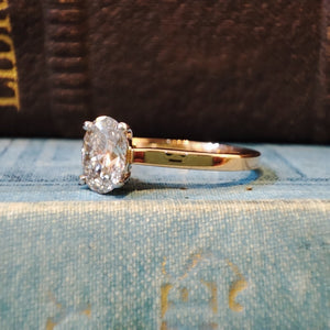 18ct Rose Gold and Platinum Ring 1.09ct Oval Lab Grown Diamond