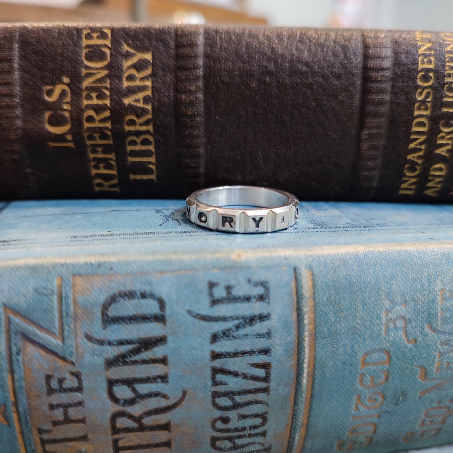 IN * MEMORY * OF *  Victorian style Memorial Ring in Silver