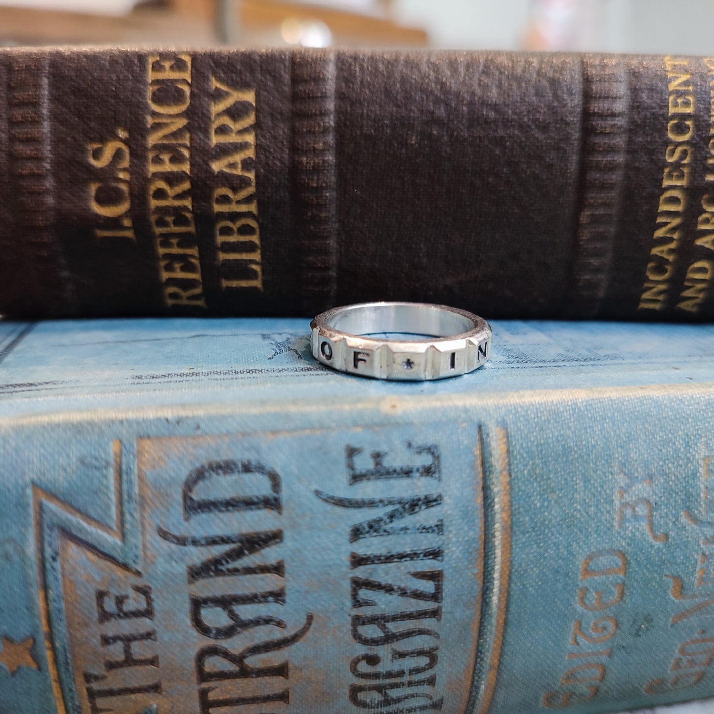 IN * MEMORY * OF *  Victorian style Memorial Ring in Silver