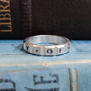 IN * MEMORY * OF *  Victorian style Memorial Ring in Silver