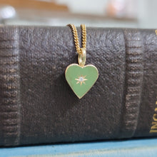 Load image into Gallery viewer, Victorian Style Heart Star Set Diamond Pendant in 9ct Yellow Gold