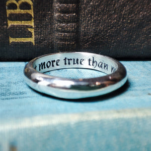 'Noe heart more true than mine to you' Engraved Medieval Posy Ring