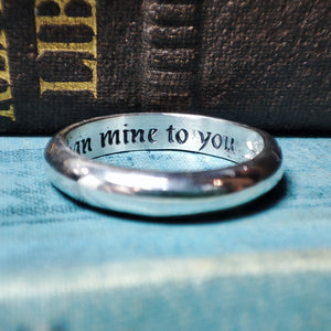 'Noe heart more true than mine to you' Engraved Medieval Posy Ring