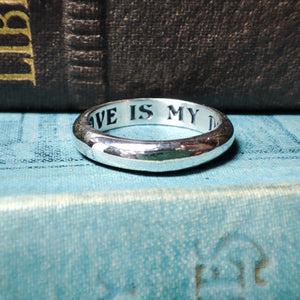 'TRVE LOVE IS MY DESIRE' Engraved Medieval Posy Ring