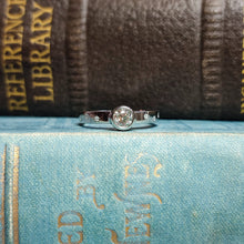 Load image into Gallery viewer, Platinum Rubover Engagement Ring with 0.40ct Diamond and Star Set Shoulders