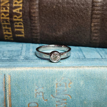 Load image into Gallery viewer, Platinum Rubover Engagement Ring with 0.40ct Diamond and Star Set Shoulders