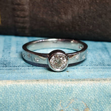 Load image into Gallery viewer, Platinum Rubover Engagement Ring with 0.40ct Diamond and Star Set Shoulders