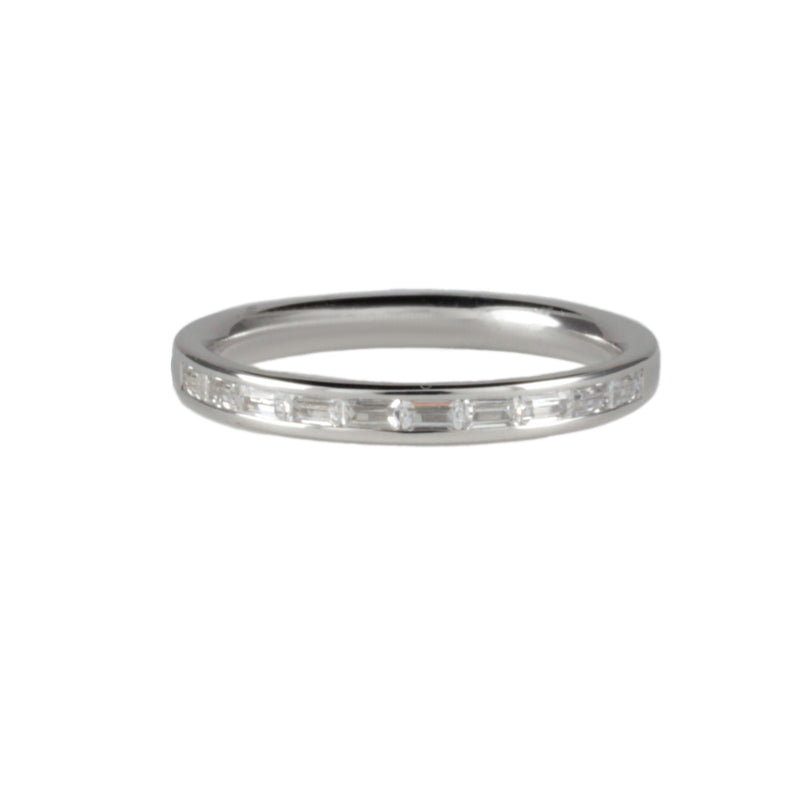 Platinum Eternity Ring Horizontal Baguette Cut Diamonds 0.30ct Art Deco Style