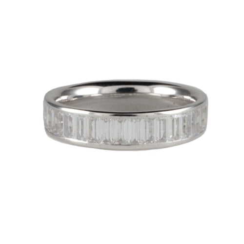 Platinum Half Eternity 1.00ct Ring Vertical Baguette Cut Diamonds Art Deco Style