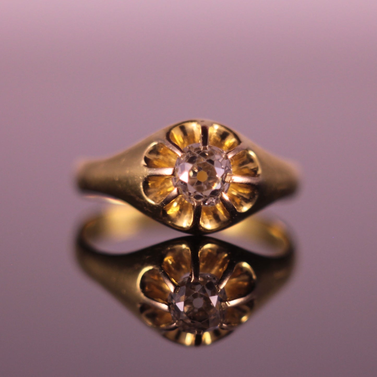 Victorian 0.50ct Antique Diamond Ring Victorian Old Cut Diamond Vintage Ring 18ct Yellow Gold