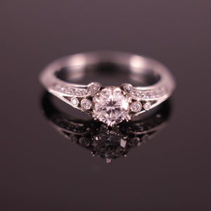 Art Deco Style 0.51ct Round Brilliant cut Diamond Ring