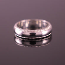 Load image into Gallery viewer, Milligrain 5mm &#39;D&#39; Profile Wedding Band in 9ct or 18ct White Gold Unisex
