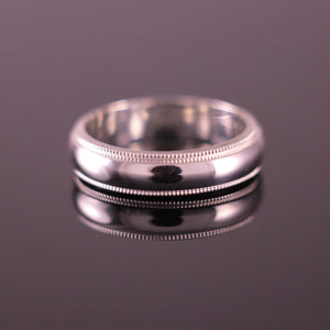 Milligrain 5mm 'D' Profile Wedding Band in 9ct or 18ct White Gold Unisex