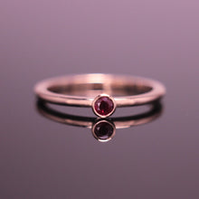 Load image into Gallery viewer, Ruby &amp; 9ct Rose Gold Promise Ring Engagement ring 0.19ct Bezel Rub Over set