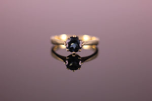 18ct yellow gold Topaz ring London Blue 1.09ct 8-claw setting Solitaire