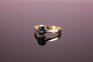 18ct yellow gold Topaz ring London Blue 1.09ct 8-claw setting Solitaire