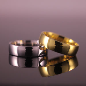 18ct 6mm 'D' Profile Wedding Band in 18ct Yellow & White Gold