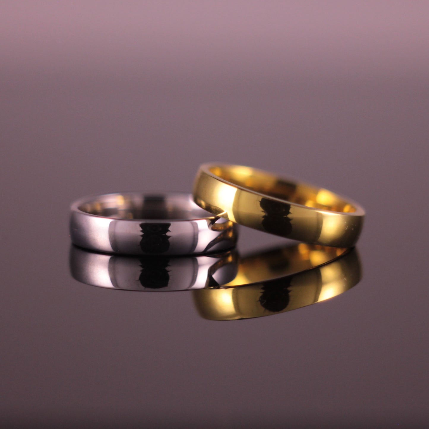 4mm 'D' Profile Band in 18ct White Gold & Yellow Gold