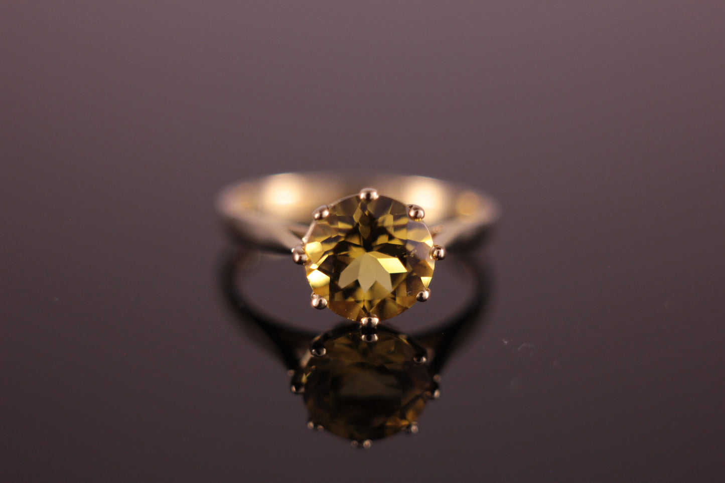 9ct Golden Yellow Heliodor Beryl ring 1.74ct 8-claw setting