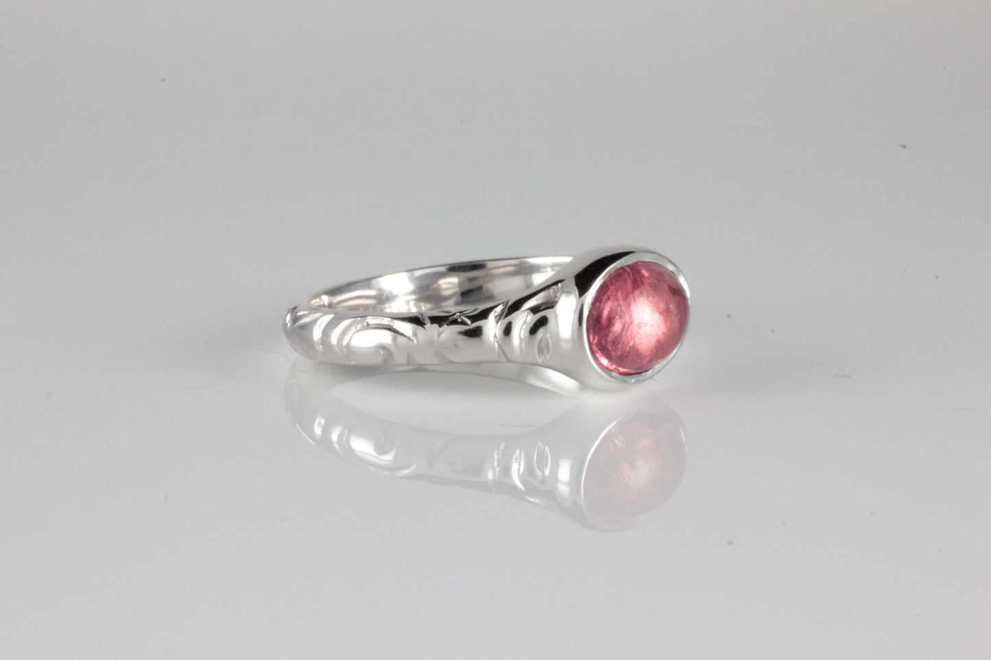 'Odessos' Georgian style Oval Pink Tourmaline Cabochon Ring