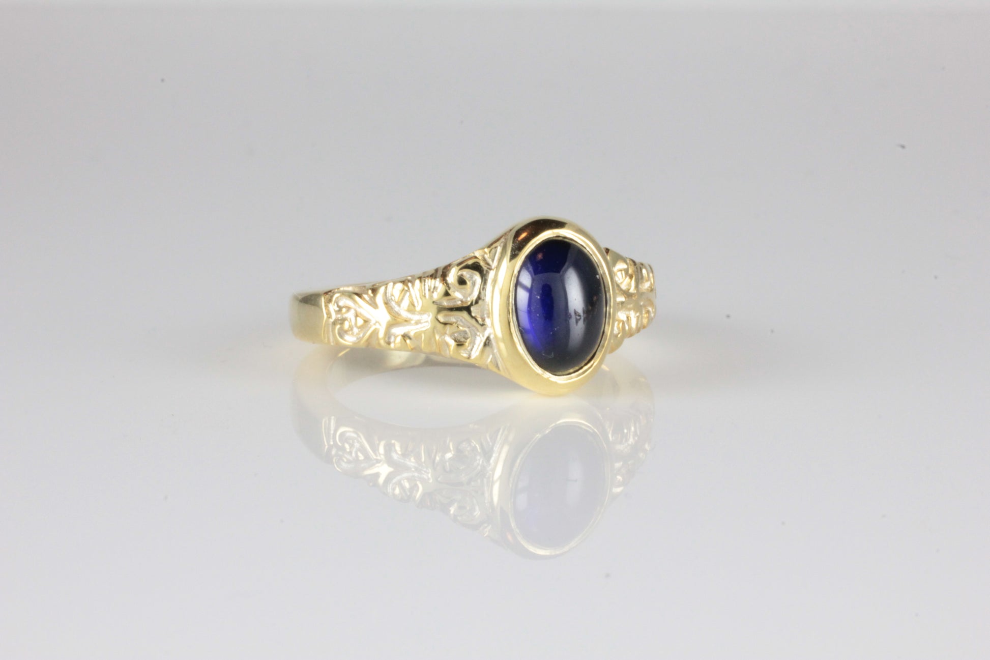 Sapphire Oval Cabochon Portrait Ring