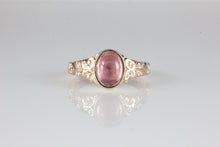 Load image into Gallery viewer, &#39;Sostra&#39; Victorian style Oval Pink Tourmaline Cabochon Ring