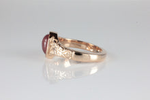 Load image into Gallery viewer, &#39;Sostra&#39; Victorian style Oval Pink Tourmaline Cabochon Ring