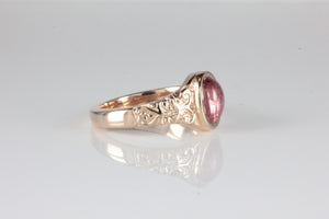 'Sostra' Victorian style Oval Pink Tourmaline Cabochon Ring