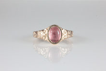Load image into Gallery viewer, &#39;Sostra&#39; Victorian style Oval Pink Tourmaline Cabochon Ring