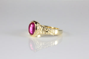 'Sostra' Victorian style Oval Ruby Cabochon Ring
