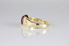 Load image into Gallery viewer, &#39;Sostra&#39; Victorian style Oval Ruby Cabochon Ring