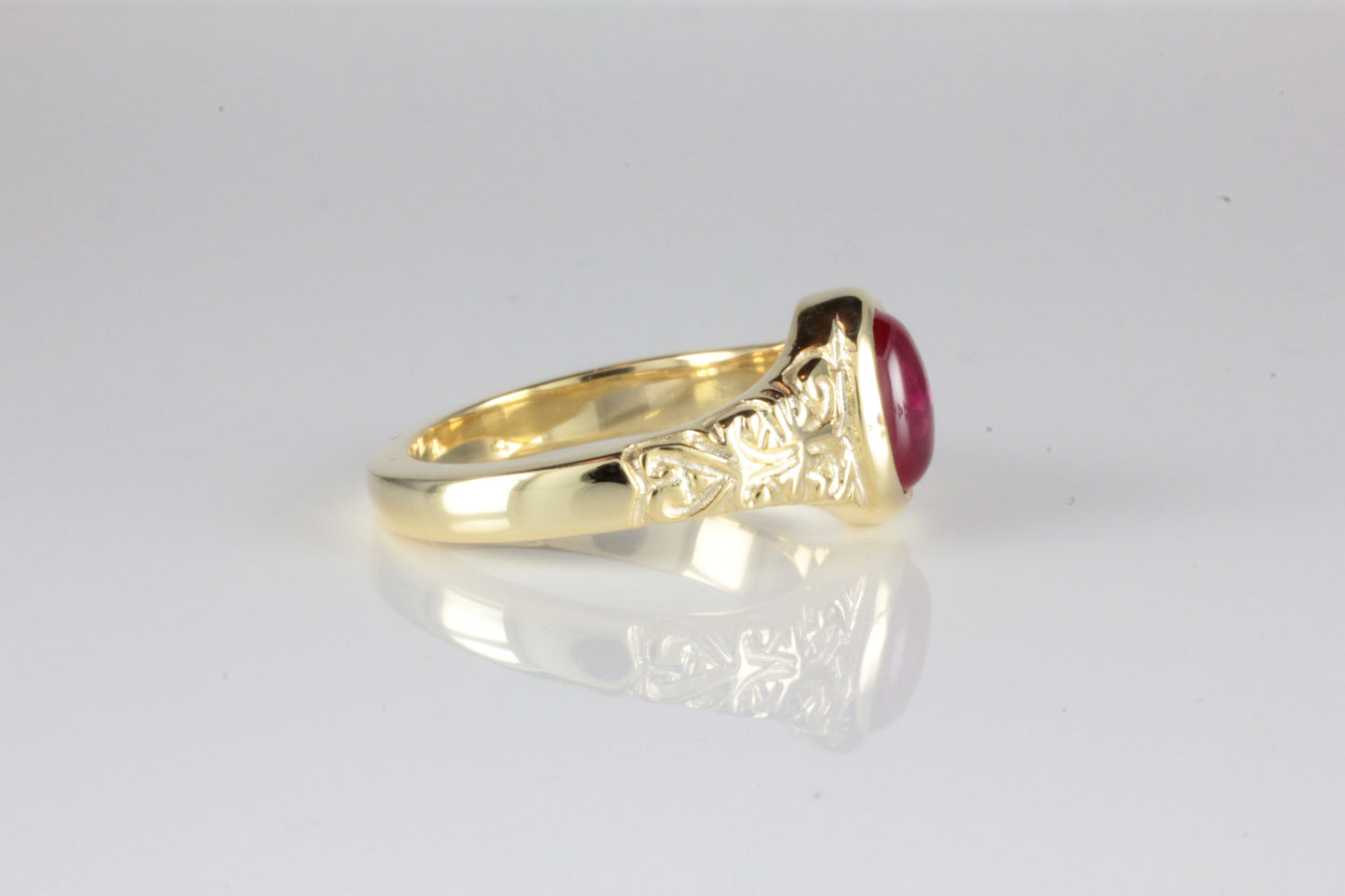 'Sostra' Victorian style Oval Ruby Cabochon Ring