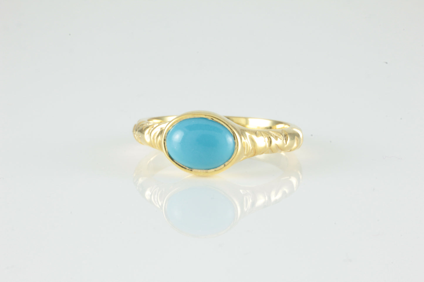 'Odessos' Georgian style Oval Turquoise Cabochon Ring