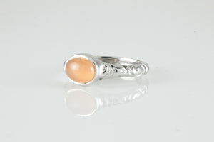 'Odessos' Georgian style Oval Peach Moonstone Cabochon Ring
