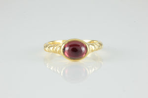 'Odessos' Georgian style Oval Garnet Cabochon Ring