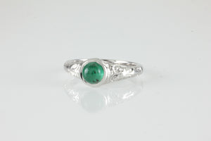 'Narona' Victorian style Round Emerald Cabochon Ring