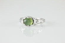 Load image into Gallery viewer, &#39;Nida&#39; Georgian style Oval Green Tourmaline Cabochon Ring